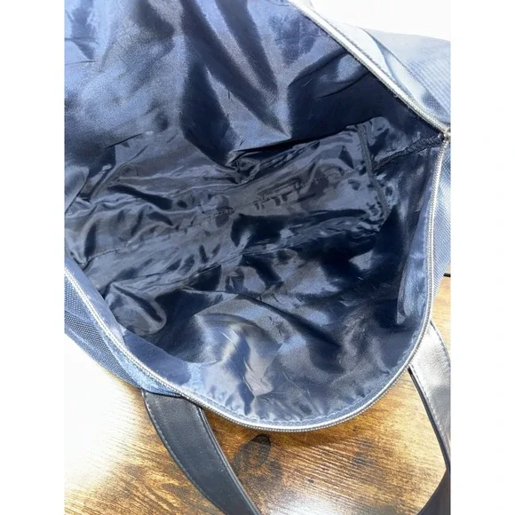 LARGE Jimmy Choo Parfums Luxury Bag Navy Nylon Leather Trim Shoulder Travel Tote - Picture 10 of 16